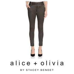 ALICE + OLIVIA Stacey Stripe Fitted Ankle Trousers, Size 0